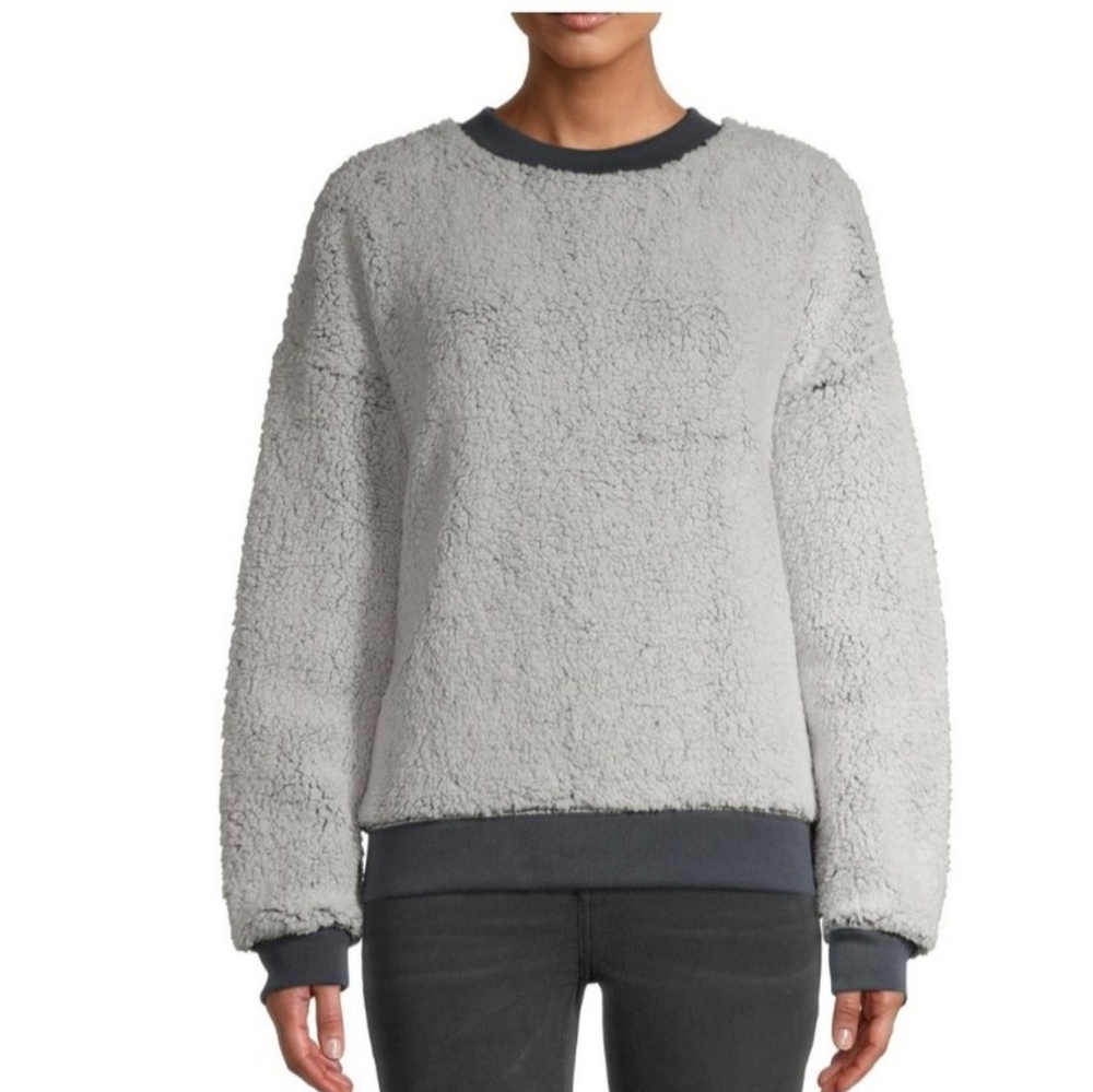Secret Treasures Crewneck Grey Sherpa Lounge Top S